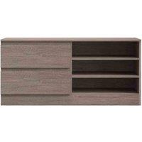 Fwstyle Narvik 2 Drawer Tv Stand Media Entertainment Unit Rustic Oak Handleless, Brown