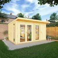 Mercia 3m x 4m Insulated Garden Room with Side Shed (with FREE Installation), Brown