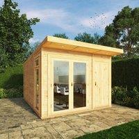 Mercia 4m x 3m Insulated Garden Room with Side Shed (with FREE Installation), Brown