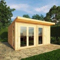 Mercia 4m x 4m Insulated Garden Room with Side Shed (with FREE Installation), Brown