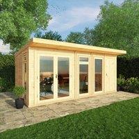 Mercia 5m x 3m Insulated Garden Room with Side Shed (with FREE Installation), Brown