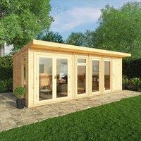 Mercia 5m x 4m Insulated Garden Room with Side Shed (with FREE Installation), Brown