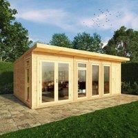 Mercia 6m x 3m Insulated Garden Room with Side Shed (with FREE Installation), Brown