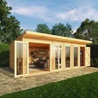 Mercia 6m x 4m Insulated Garden Room with Side Shed (with FREE Installation), Brown