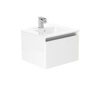 Newland 500mm Single Drawer Ceramic Basin Unit - White Gloss, White