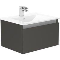 Newland 600mm Single Drawer Ceramic Basin Unit - Midnight Mist, Blue