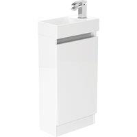 Newland 400mm Single Door Ceramic Basin Unit - White Gloss, White