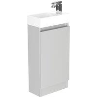 Newland 400mm Single Door Ceramic Basin Unit - Pearl Grey, Grey