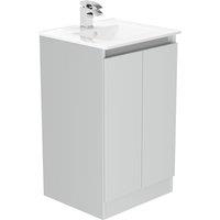 Newland 500mm Double Door Large Ceramic Basin Unit - Pearl Grey, Grey