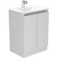 Newland 600mm Double Door Large Ceramic Basin Unit - Pearl Grey, Grey