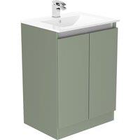 Newland 600mm Double Door Large Ceramic Basin Unit - Sage Green, Green