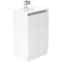 Newland 500mm Double Door Ceramic Basin Unit - White Gloss, White