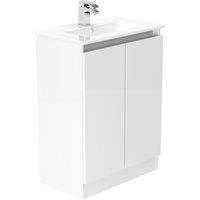 Newland 600mm Double Door Ceramic Basin Unit - White Gloss, White