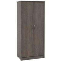 Seconique Lisbon 2 Door Wardrobe - Black Wood Grain, Grey