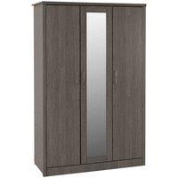 Seconique Lisbon 3 Door Wardrobe - Black Wood Grain, Grey