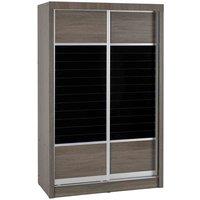 Seconique Lisbon Slider Wardrobe - Black Wood Grain, Black