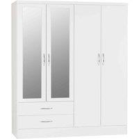 Seconique Nevada 4 Door 2 Drawer Wardrobe - White Gloss, White