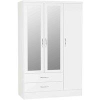 Seconique Nevada 3 Door 2 Drawer Wardrobe - White Gloss, White