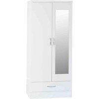 Seconique Nevada Mirrored 2 Door Wardrobe - White Gloss, White