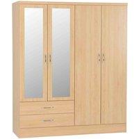 Seconique Nevada 4 Door 2 Drawer Wardrobe - Sonoma Oak Effect, Brown