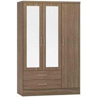 Seconique Nevada 3 Door 2 Drawer Wardrobe - Rustic Oak Effect, Brown