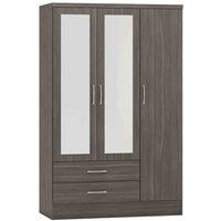 Seconique Nevada 3 Door 2 Drawer Wardrobe - Black Wood Grain, Grey