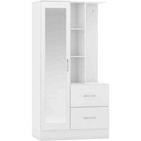 Seconique Nevada Mirrored Open Shelf Wardrobe - White Gloss, White