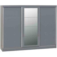 Seconique Nevada 3 Door Slider Wardrobe - Grey Gloss, Grey
