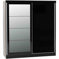 Seconique Nevada 2 Door Slider Wardrobe - Black Gloss, Black
