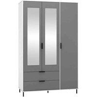 Seconique Madrid 3 Door 2 Drawer Wardrobe - Grey White Gloss, Grey