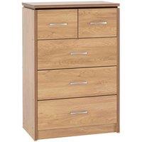 Seconique Charles 3 2 Drawer Chest - Oak Effect Veneer, Brown