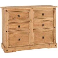 Seconique Corona 6 Drawer Chest - Distressed Waxed Pine, Brown