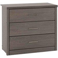 Seconique Lisbon 3 Drawer Chest - Black Wood Grain, Black