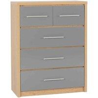 Seconique Seville 3 2 Drawer Chest - Grey Gloss Light Oak Effect Veneer, Grey