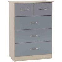 Seconique Nevada 3 2 Drawer Chest - Grey Gloss Light Oak Effect Veneer, Grey