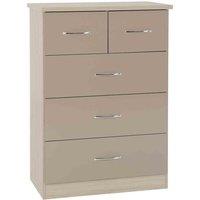 Seconique Nevada 3 2 Drawer Chest - Oyster Gloss Light Oak Effect Veneer, Brown