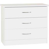 Seconique Nevada 3 Drawer Chest - White Gloss, White