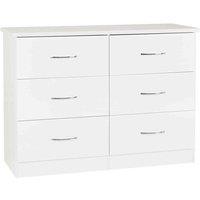 Seconique Nevada 6 Drawer Chest - White Gloss, White