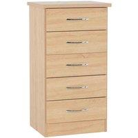 Seconique Nevada 5 Drawer Narrow Chest - Sonoma Oak Effect