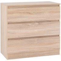 Seconique Malvern 3 Drawer Chest - Sonoma Oak Effect, Brown