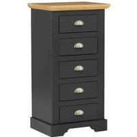 Seconique Toledo 5 Drawer Narrow Chest - Grey Oak Effect, Grey