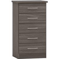 Seconique Nevada 5 Drawer Narrow Chest - Black Wood Grain