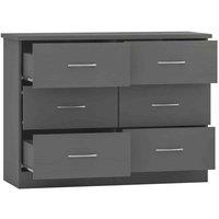 Seconique Nevada 6 Drawer Chest - 3D Effect Grey, Grey