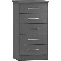 Seconique Nevada 5 Drawer Narrow Chest - 3D Effect Grey, Grey