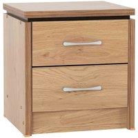 Seconique Charles 2 Drawer Bedside - Oak Effect Veneer, Brown