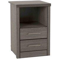 Seconique Lisbon 2 Drawer Bedside - Black Wood Grain, Black