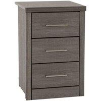 Seconique Lisbon 3 Drawer Bedside - Black Wood Grain, Black