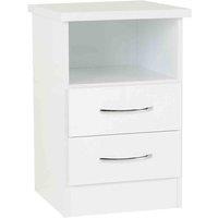 Seconique Nevada 2 Drawer Bedside - White Gloss, White