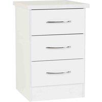 Seconique Nevada 3 Drawer Bedside - White Gloss, White