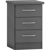 Seconique Nevada 3 Drawer Bedside - 3D Effect Grey, Grey